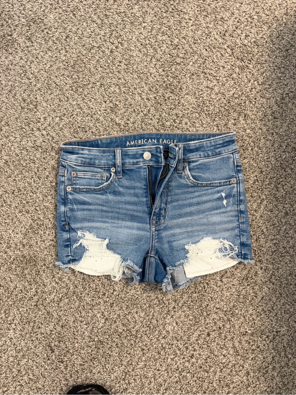 American Eagle Outfitters Medium Blue Distressed Denim Cutoff Shorts